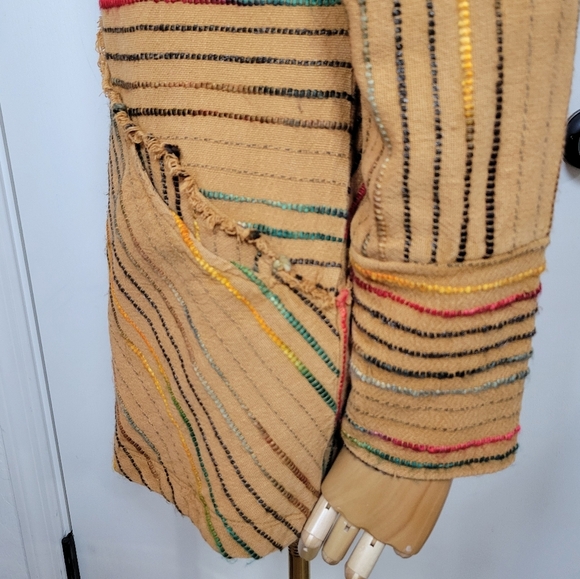 Soft Surroundings Kinsale Bouclé Jacket Top XS Striped Embroidered Cotton Boho - Picture 6 of 12